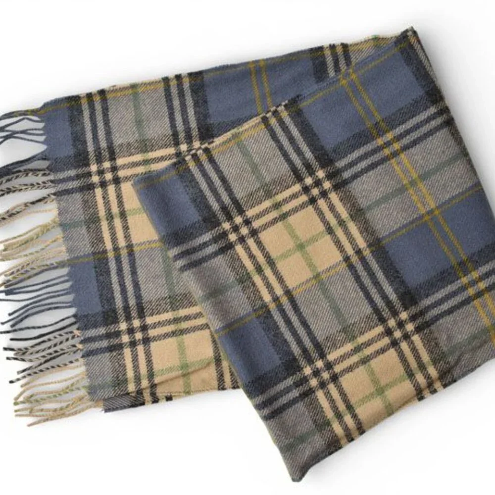 Dior Christian Muffler Christian Winter Scarf 100% Wool Check Pattern
